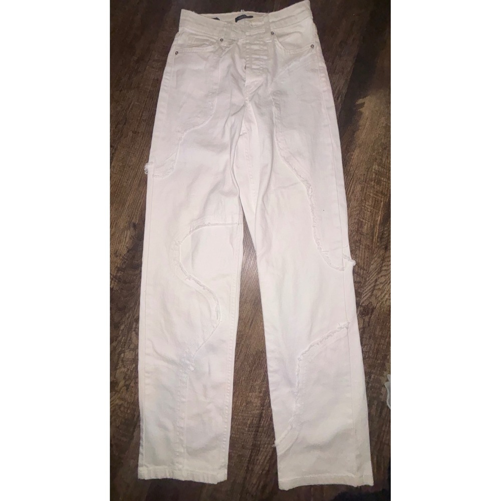 Wild Fable Womens Super High-Rise Straight Leg Patchwork Jeans White Size 00